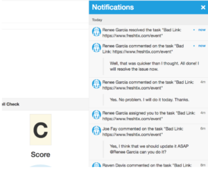 Screenshot of DubBot notifications panel