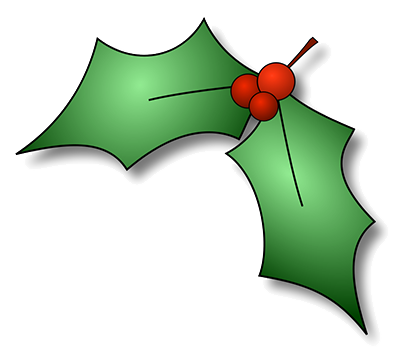 a sprig of holly with green leaves and red berries